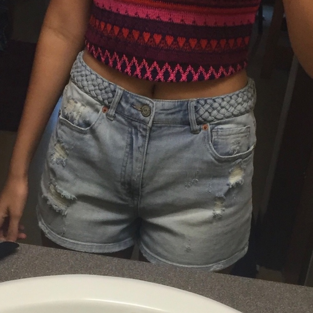 Bethany Moto high rise braided shorts